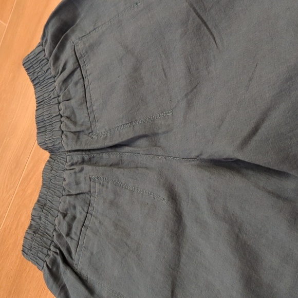 Athleta Playa Linen wide crop 3/4 pants Teal 4 - Picture 6 of 6